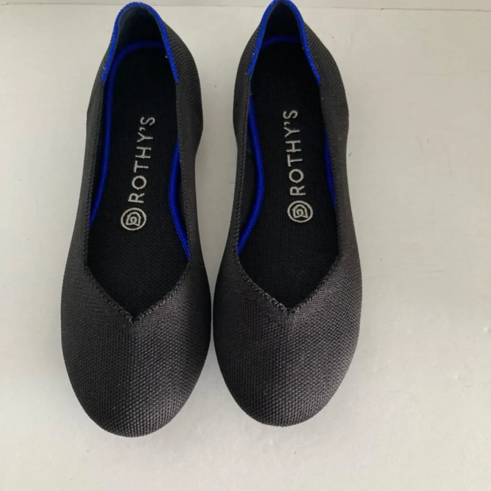 Rothy's Women Shoes The Flat Slip-On Round Toe Classic Black Ballet Flat 8 EUC